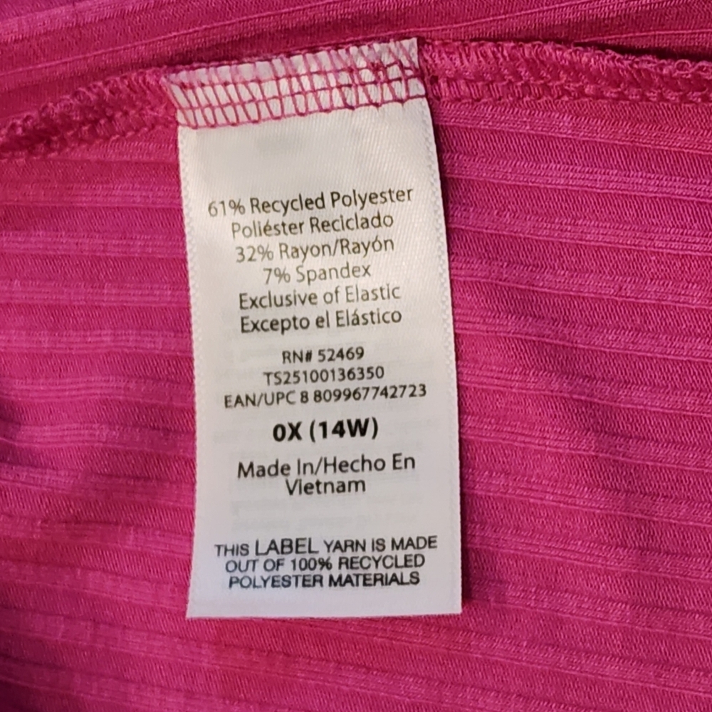 Terra & Sky Vivid Pink Blouse with Flutter Sleeves Size 14W - Picture 10 of 11